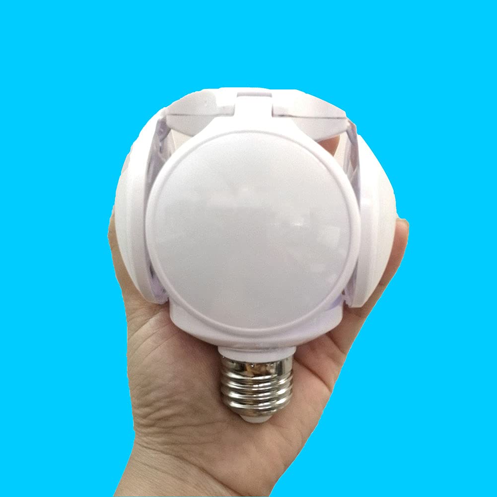 Cymwer Deformable Lights Fan Blade Folding Bulbs UFO Ball Lamp Spotlight Light Modern E27 LED Football Bulb for House Garage (90mm白壳（ 迷你款） 220V)