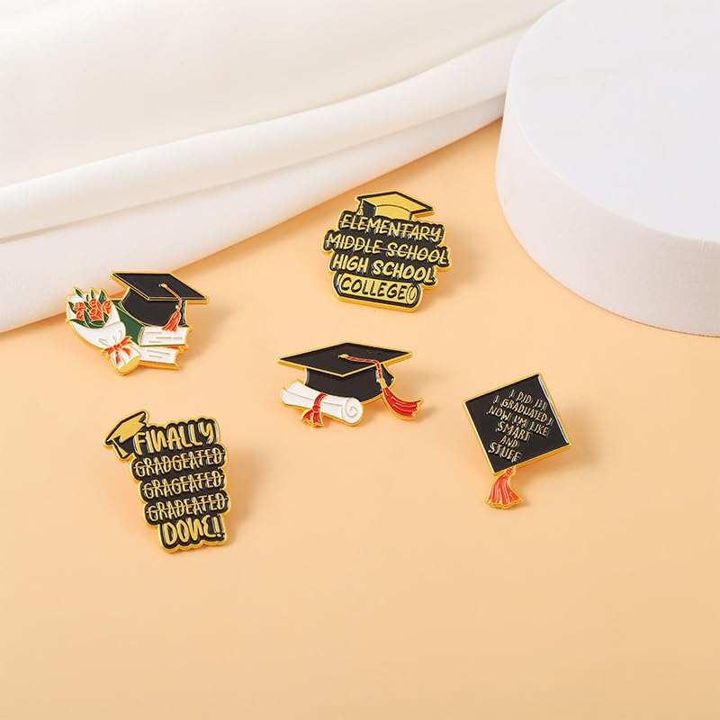Image of coadipress 4Pcs Cute Graduation Cap Brooches For Women Diploma School Graduate Enamel Lapel Pin Graduation Season Accessories For Party Supplies And High School Graduation Caps