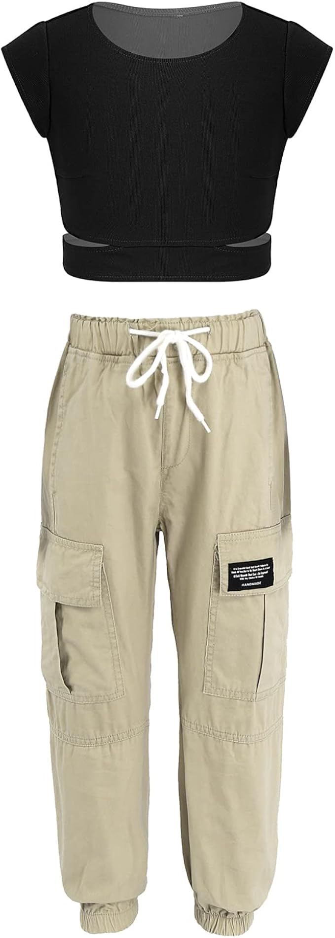 Waist Cargo Pants 2Pcs Summer Outfits 