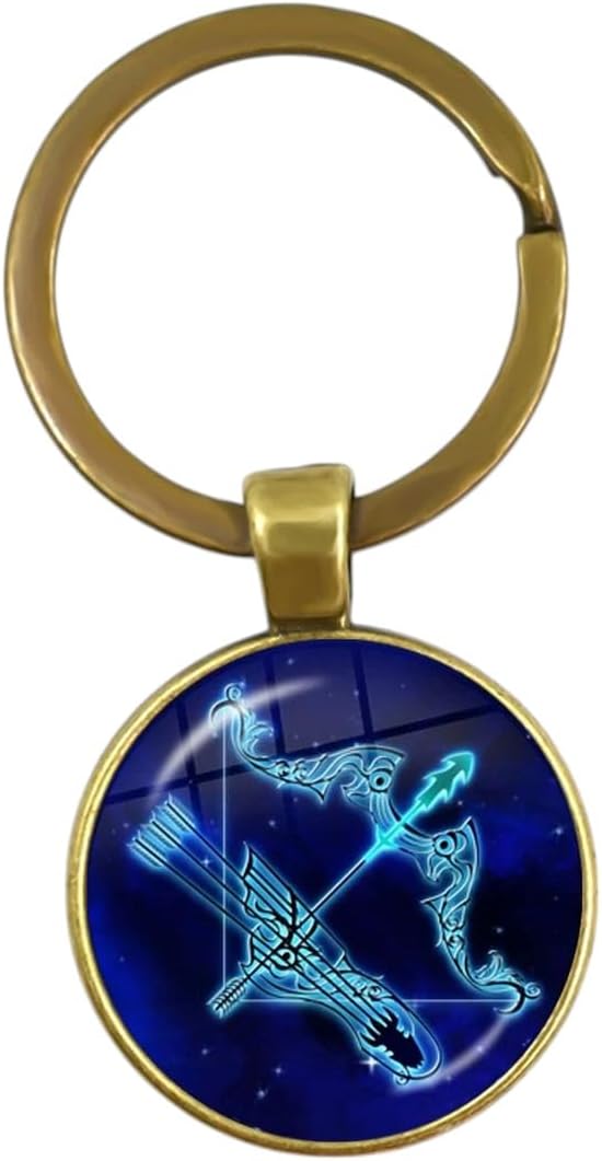 New 2026 12 Zodiac Signs Glass Constellations Keychain Fashion Jewelry Virgo Cancer Aries Gemini Birthday Gift Key Rings Accessories Creative