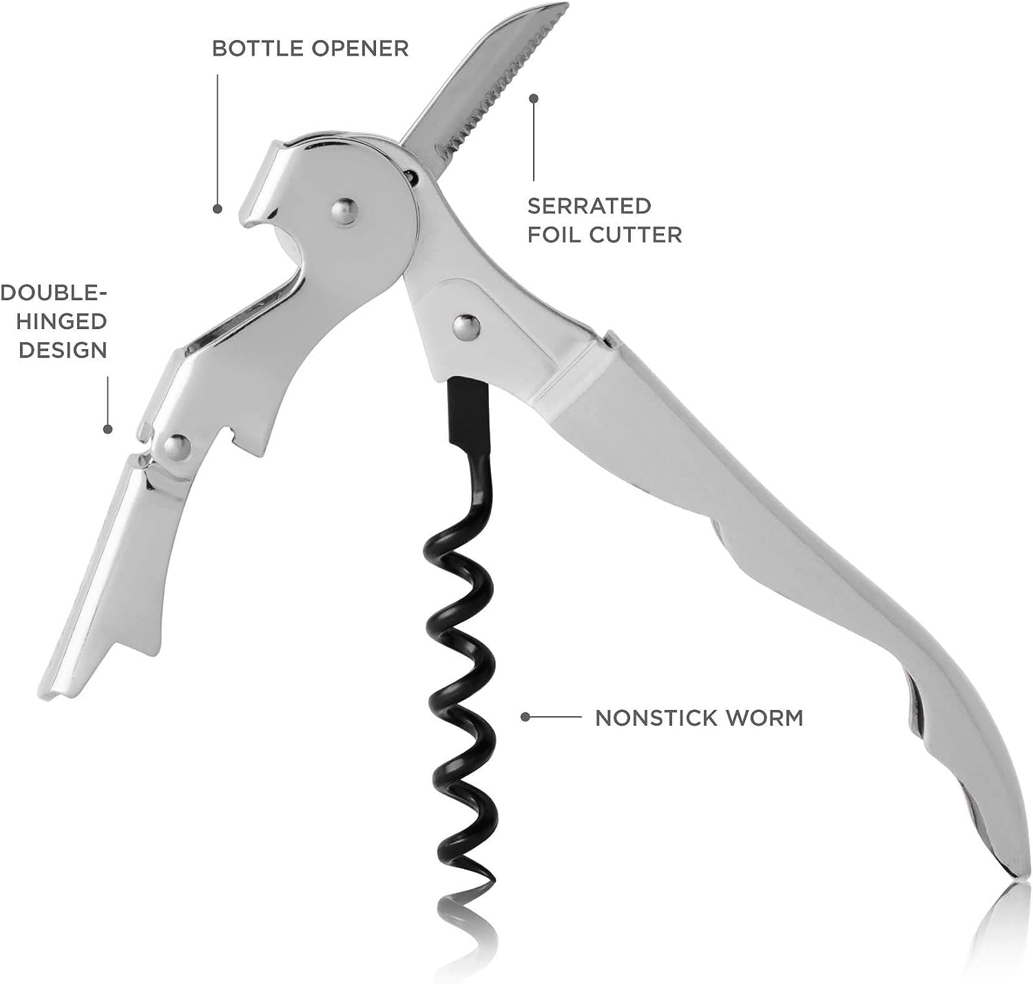 Prostuff.in Stainless Steel All-in-One Corkscrew Wine Bottle Opener and Foil Cutter Silver Color 1 Pcs - Image 4 thumbnail