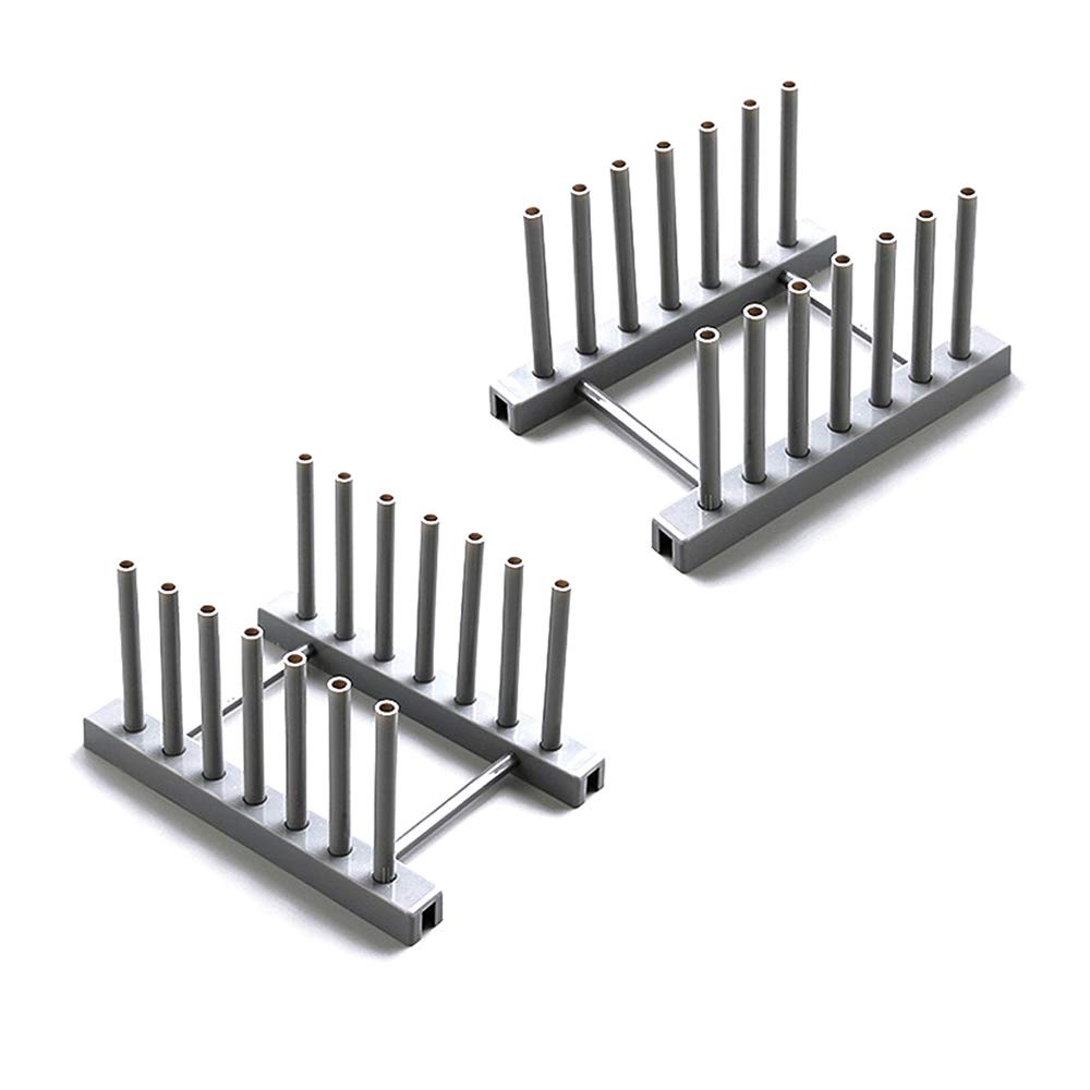 WinCheer 2 Pack Dish Rack Dishes Drainboard Drying Drainer Storage Holder Stand Plastic Kitchen Cabinet Organizer for Dish Plate Bowl Cup Pot Lid Book, Grey