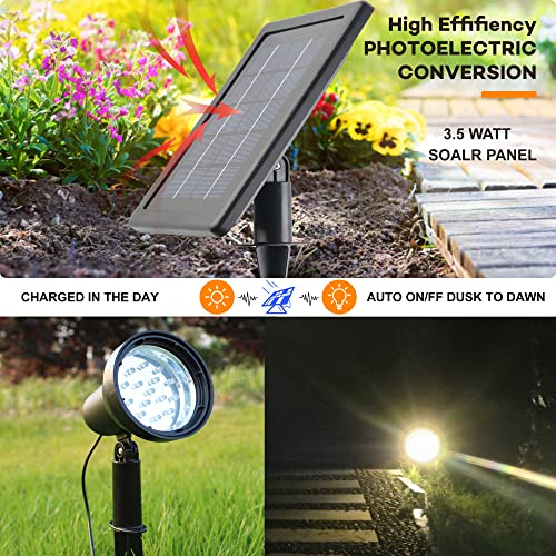 Sunlong Solar Powered Spot Lights Outdoor Waterproof 2 In 1 Bright Solar Spotlights Power Adjustable For Flag Yard Flagpole Landscape Dusk To Dawn Warm White #TOP1