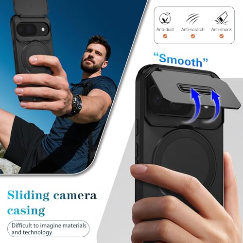 Image of ShieldTech MagStand Series Case for Google Pixel 10 Pro XL | Mobile Cover with Flip-up Camera Cover, MagSafe, Kickstand, Shockproof for Google Pixel 10 Pro XL - Black