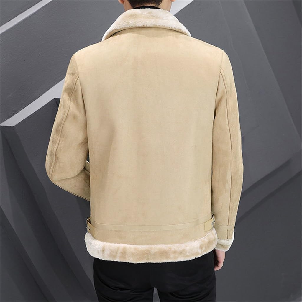 Winter Add Velvet Add Thick Coat Male Lapel Slim Youth All-Match Coat(3X-Large)