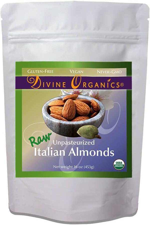 Raw Italian Almonds Divine Organics 16 oz 453 grams (16 oz)