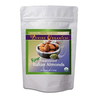 Raw Italian Almonds Divine Organics 16 oz 453 grams 16 oz