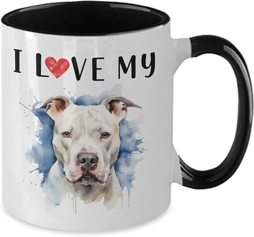 Miniatura 4 de Tazas de café Pitbull, taza de cerámica I Love My Dog, acuarela blanca American Pitbull Terrier Retrato, tazas para los amantes de los perros