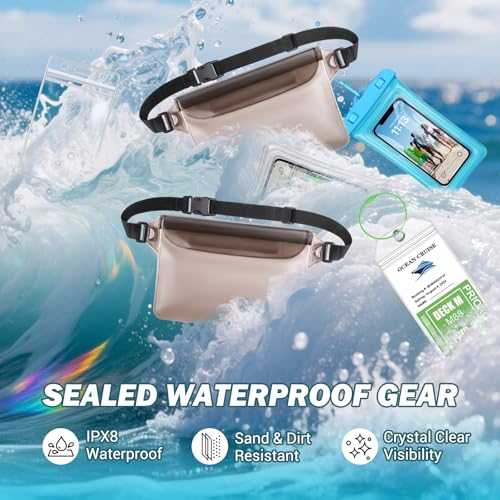 Cruise Ship Essentials 2025 - Complete Cruise Must-Haves Kit with Waterproof Fanny Packs(Translucent Black), Adjustable Lanyards, Magnetic Hooks, Luggage Tags, Waterproof Phone Cases & Towel Bands4