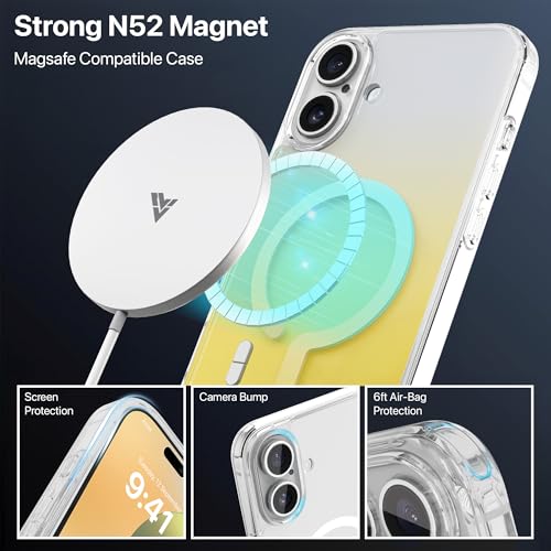 Image of eller sante Maven Magpro Back Cover Case for iPhone 16 Plus Scratch Resistant Camera Screen Protector TPU Shockproof 10ft Drop Protection Support Mag-Safe Wireless Charging- Light Yellow