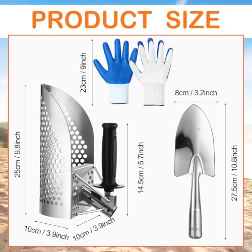 Image of Metal Detector Kit Accessories Include Metal Detector Pinpointer, Sand Sifter Scoop, Shovel Glove, Finds Bag, Semi Waterproof Detection Handheld Pin Pointer Wand Accessories for Adult Treasure Hunting