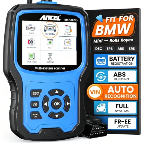 ANCEL BM700 PRO Fit for BMW Scanner - Battery Registration Tool Code Reader for BMW/Mini/RR Advanced OBD2 Scanner Auto V-I-N Full System Diagnostic for BMW Scan Tool with All Reset Services (Blue)