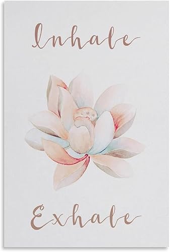 Inhala Exhala Arte, póster de citas de loto, obras de arte de yoga, citas espirituales, arte de meditación y arte de pared, póster moderno de