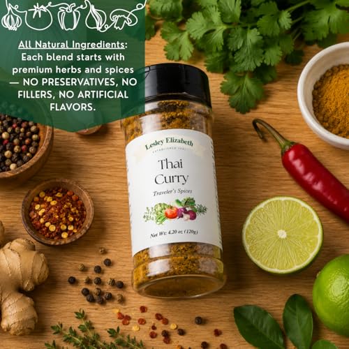 Image of Lesley Elizabeth Thai Curry Seasoning Blend - Bold Thai Spices & Aromatics All-Purpose Spice Mix for Curries, Stir-Fries & Marinades
