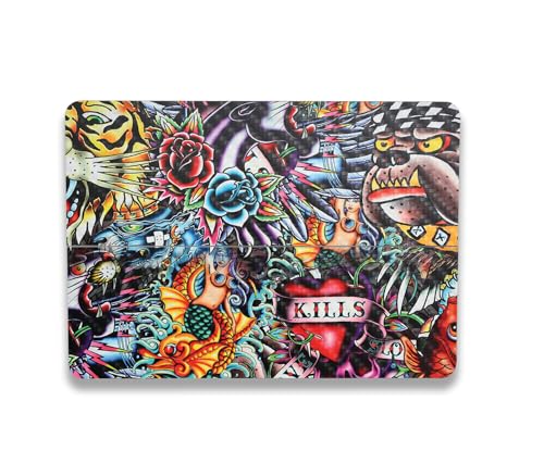 Image of MightySkins Carbon Fiber Skin Compatible with Microsoft Surface Laptop Studio 2 (2023) Full Wrap Kit - Old School Tattoo | Protective, Durable Textured Carbon Fiber Finish | Made in The USA