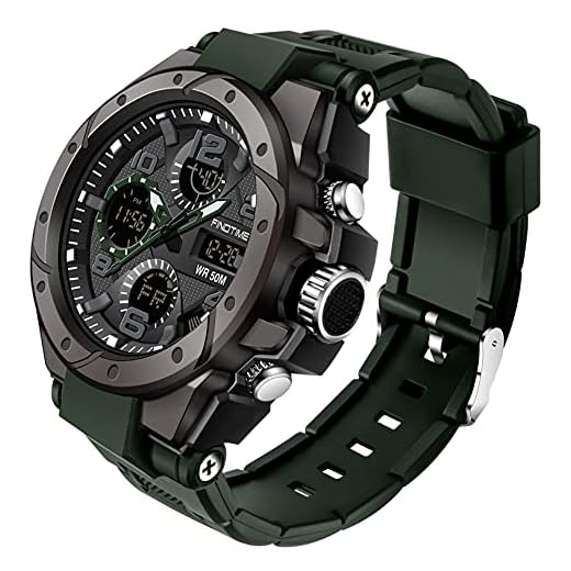 findtime Reloj digital para hombre, deportivo, al aire libre, LED, alarma, 12/24 horas, electrónico, fácil de leer, 3 ATM, resistente al agua, relojes militares para hombres, tácticos, Verde, Deporte