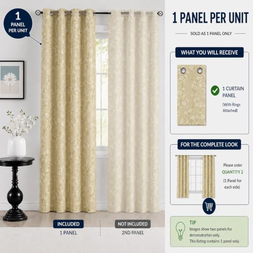 Image of BFAM Sheer Curtain with Floral Print, Premium Printed Sheer Drapes, Eyelet /Grommet Curtain for Living Room, Bedroom, Light Filtering Curtains, Beige Floral 11 Feet,Pack of 1 Curtain