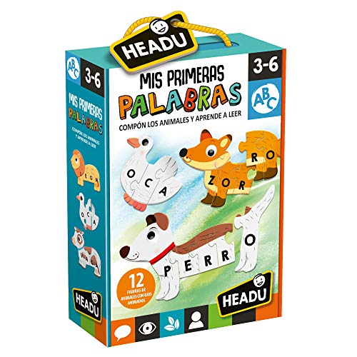 Headu-Mis Primeras Palabras. Forma aprede Juego Educativo Infantil para Aprender a Leer y reconocer a los Animales niñas de 3-6 años, Color Verde (ES23530)