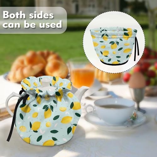 Image of Lemon Leave Tea Cosy, Stain Resistant Teapot Cozy Breakfast Warmer Insulation and Keep Warm, Tea Kettle Cover for Home Kitchen Thanksgiving Decor