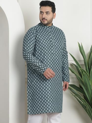 Image of SOJANYA Plus(Since 1958) Men's Cotton Relaxed Fit Straight Radiant Elegance Sequinned Kurta for Navratri, Garba & Puja