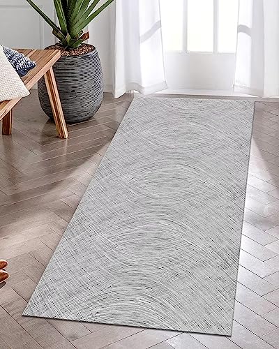 Tapis de couloir lavable 70x350cm gris clair abstrait - 3