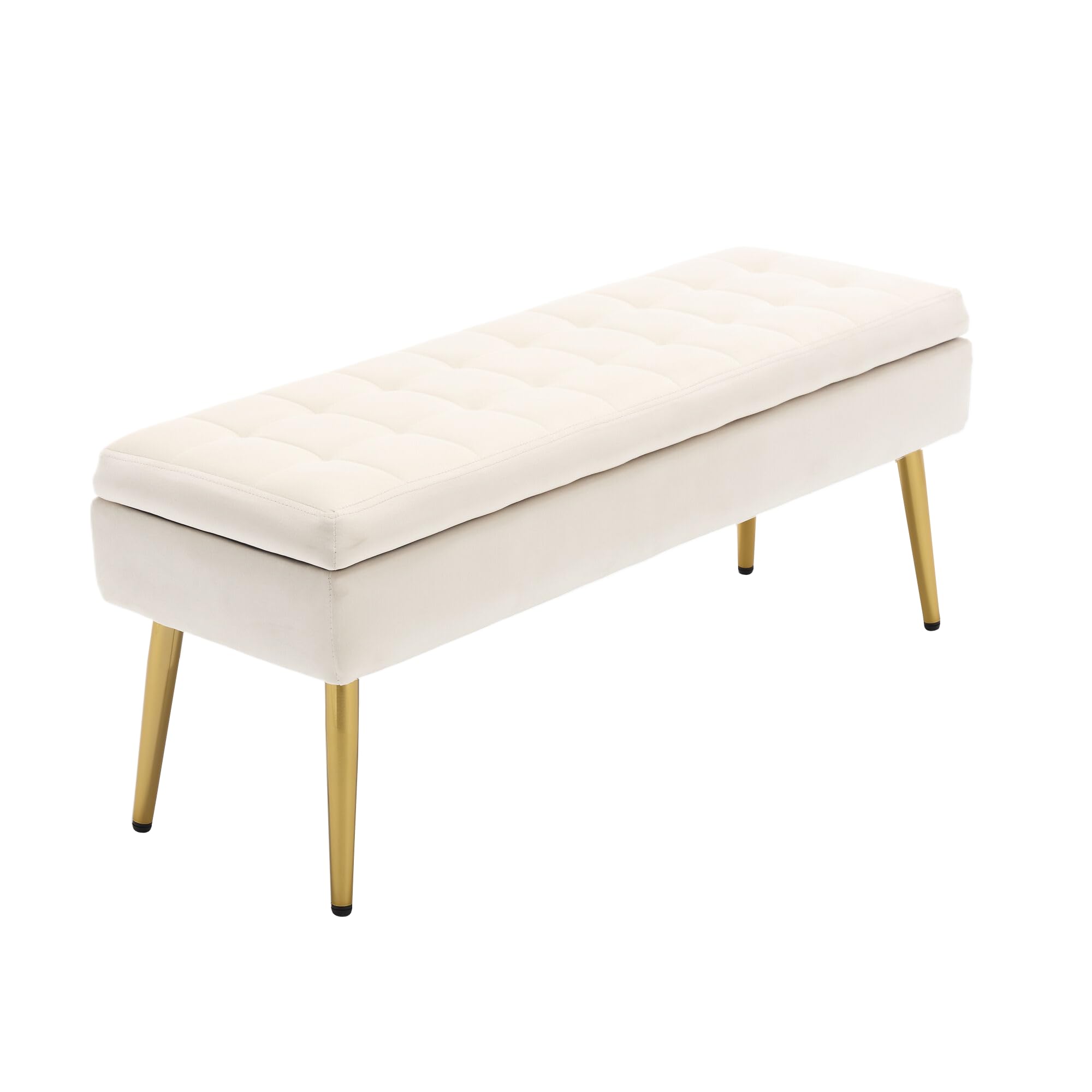 Panchina moderna minimalista con gambe in metallo dorato, panca imbottita in velluto, per camera da letto, soggiorno, corridoio, soggiorno, bagno (beige)