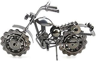 VORCOOL Vintage Iron Motorcycle Model Retro Handicraft Collectible Iron Art Sculpture for Motorcycle Lover Home Desk Workplace Office Decoration (Grey)