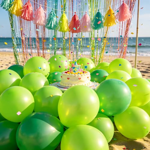 Image of 100pcs Lime Green Balloons 12 inch | Thickened Helium Fruit Green Balloons, Safari Jungle Dinosaur Summer Weddings St. Patrick's Day Birthday Party Decorations