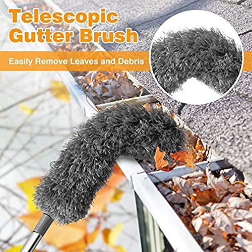 Ocnvlia Gutter Cleaning Brush Roofing Tool with Telescopic Extendable Pole 8.2Ft Guard Cleaner Tool Easy Remove Leave, grey - Image 2