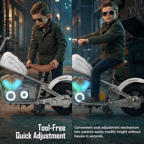 Image of Baybee ChopperX Baby Battery Operated Bike for Kids with Adjustable Seats I Rechargeable Ride on Toy with LED Lights, USB & Music I Big Baby Bike | Electric Bike for Kids to Drive 2+ Years (White)