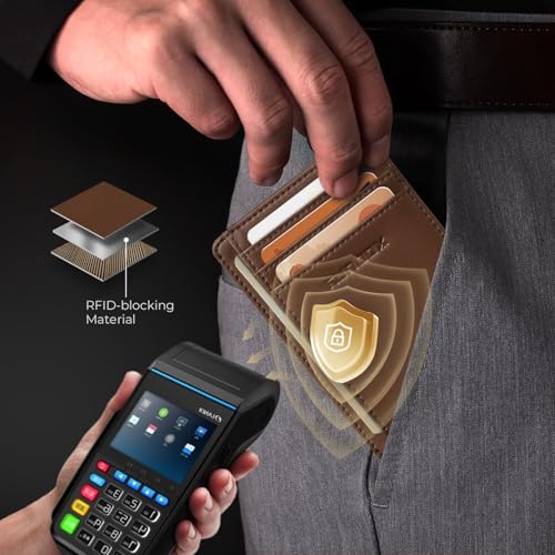 Image of RUNBOX Slim Minimalist Front Pocket RFID Blocking Leather Wallets for Men and Women Card Holder Wallets Gifts for men