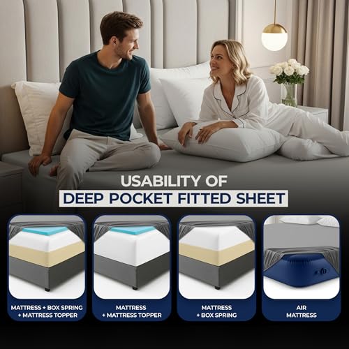 Image of Utopia Bedding Extra Deep Pocket King Fitted Sheet, Fits up to 21 Inch Mattress - Hotel Luxury, Soft, Breathable and Comfy - Shrinkage and Fade Resistant - Easy Care (Ivory)