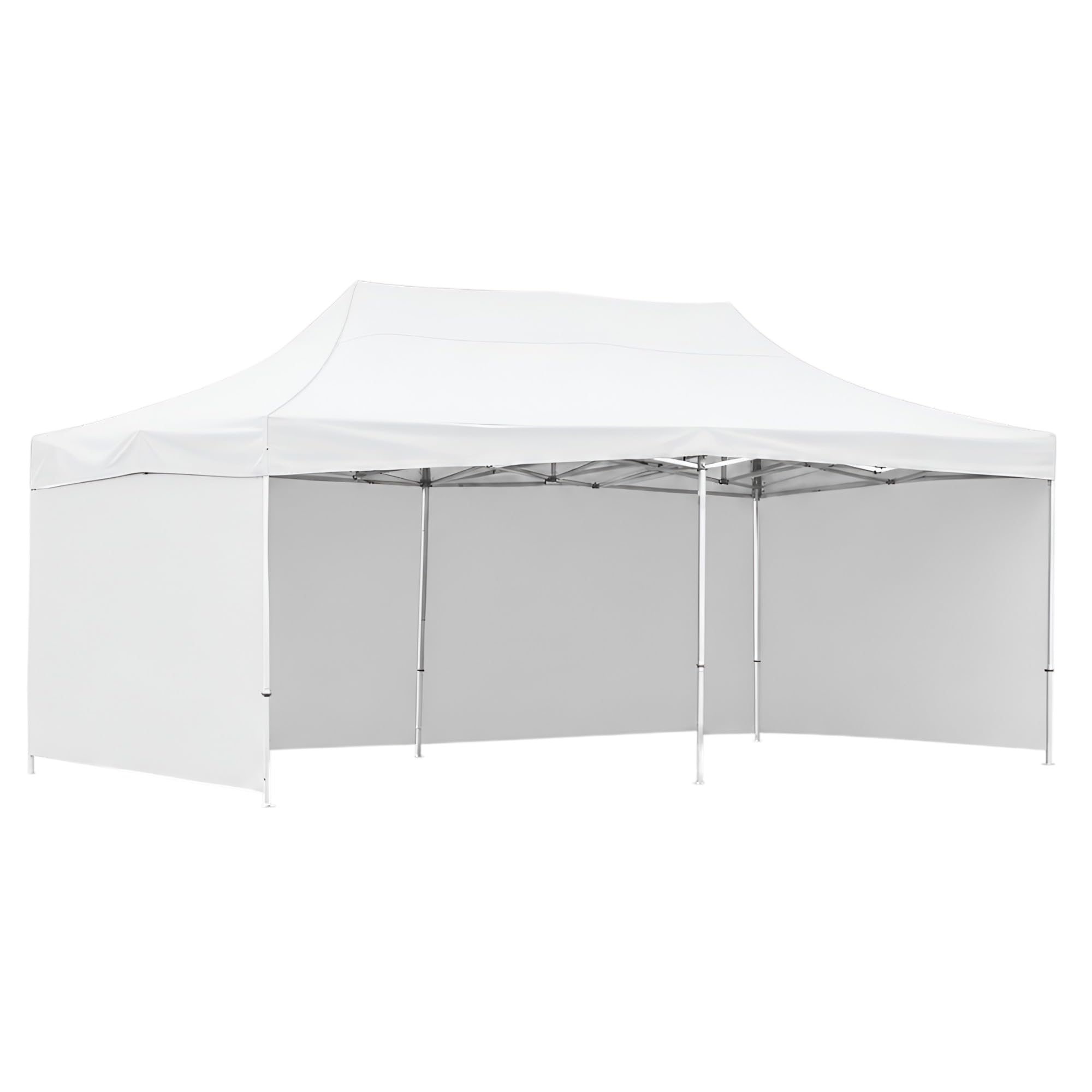 10x20 FT White Heavy Duty Pop Up Gazebo Canopy Tent with 3 Side Covers for Outdoor Events, Waterproof Oxford Fabric, Adjustable Folding Steel Frame, Commercial Party Shelter-picture-11
