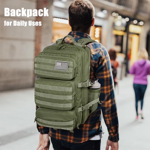 Image of Military Tactical Backpack 25L Day Backpack for Men Molle Army 3 Days Assault Pack Bug Out Bag Water Resistant and Heavy Duty Hiking Treeking Rucksack - Dark Green