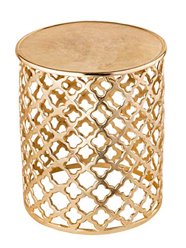 casamia Dekotisch Metall Beistelltisch ø 40 x 45 cm rund Kairo Silber o. Gold Aluminium Orientalisch Farbe Gold