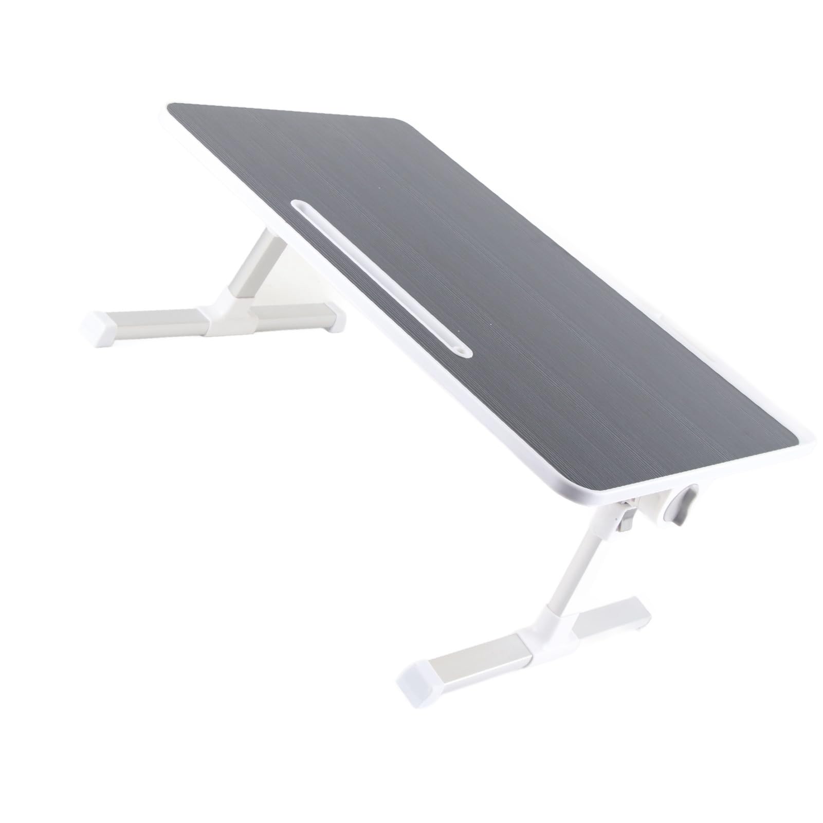 Generic Stolik Przy łóżku na Laptopa Składane Nogi Przenośne Biurko Przestronny Pulpit do Pracy i Czytania Stop Aluminium na Parapet Okna Sypialni (Czarny szczotkowany)