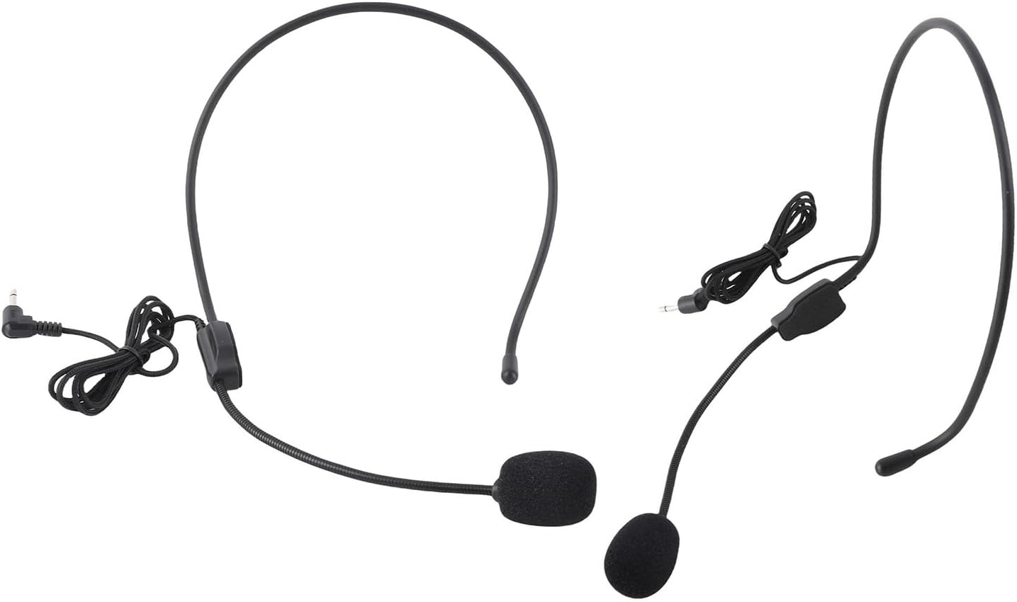 Wired Headset Microphone for Speaking & Teaching - 3.5mm Unidirectional Over the Head Mic for Presentations, Performance, PA System & Amplifier