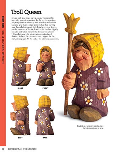 Carving Flat-Plane Style Caricatures: Step-by-Step Instructions & Patterns for 50 Projects (Fox Chapel Publishing) Lumberjacks, Fishermen, Golfer, Teacher, Trolls, Roosters, Horses, Ornaments, & More - Image 5