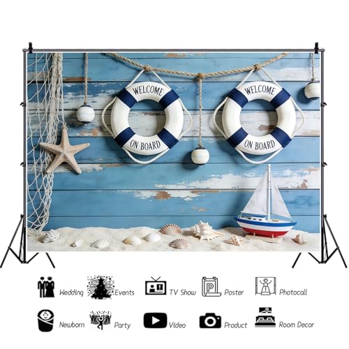 Fondo fotográfico náutico 7x5ft para fiestas y fotos miniatura 2