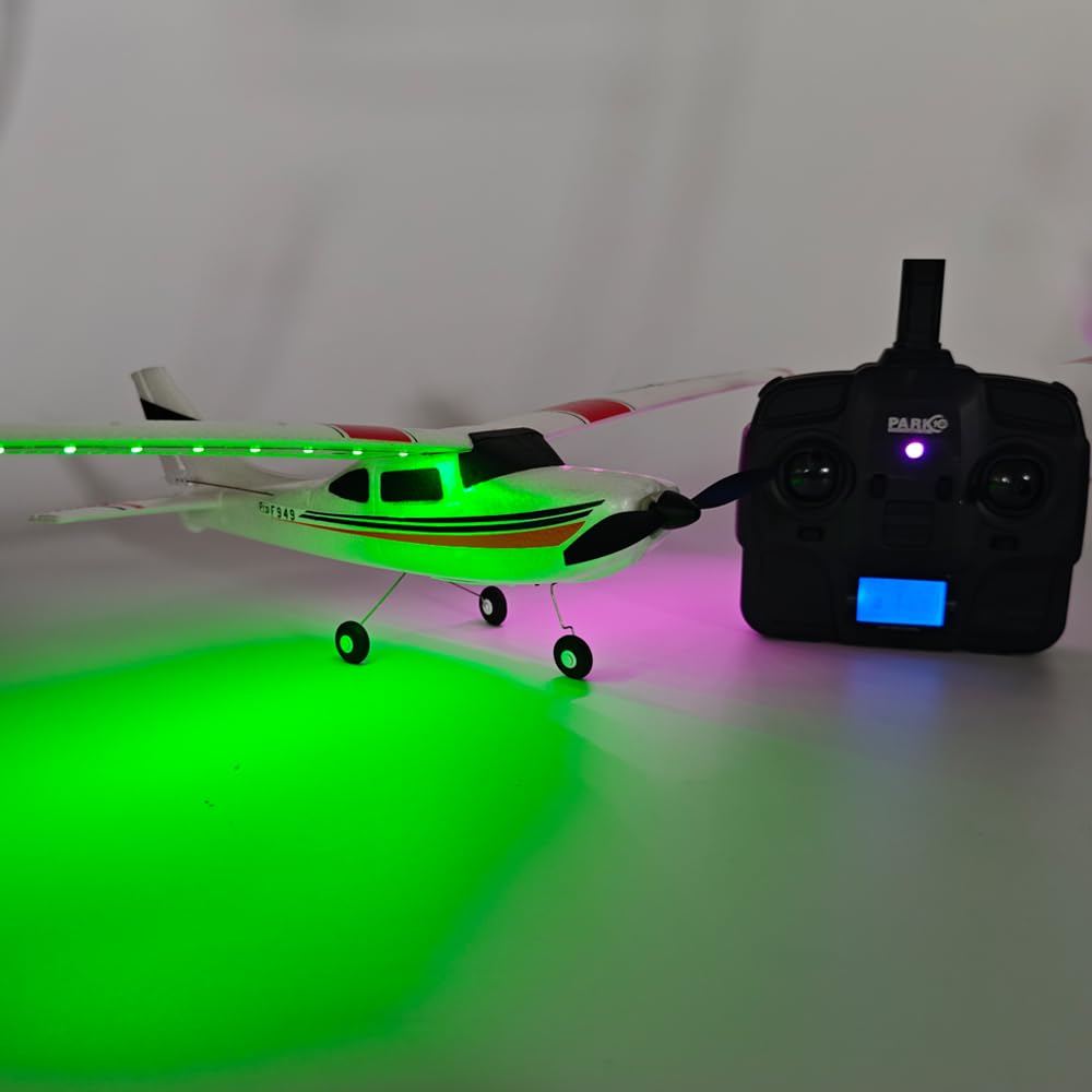 F949pro 3D6G Giroscopio Avión RC con 1020 Motor CESSNA-182 3CH Avion RC para Adultos al Aire Libre F949S 2,4 GHz Avión de Control Remoto (LED 2BSL+Motor)
