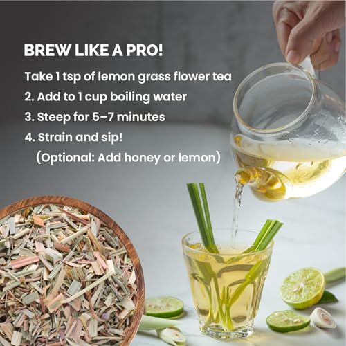 Image of Nutty Organics Lemongrass Tea | 100% Natural Herbal Tea for Detox & Digestion | Caffeine-Free | 100g (50 Cups)