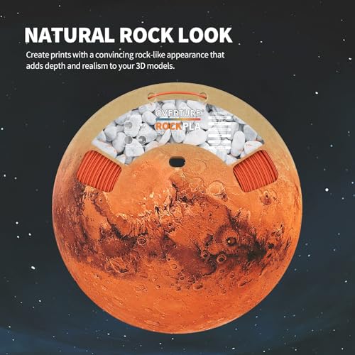 Image of OVERTURE Rock PLA Filament 1.75mm, Marble PLA 3D Printer Filament 1kg Spool (2.2lbs), Dimensional Accuracy + /- 0.02 mm, Fit Most FDM Printer (Mars Red)