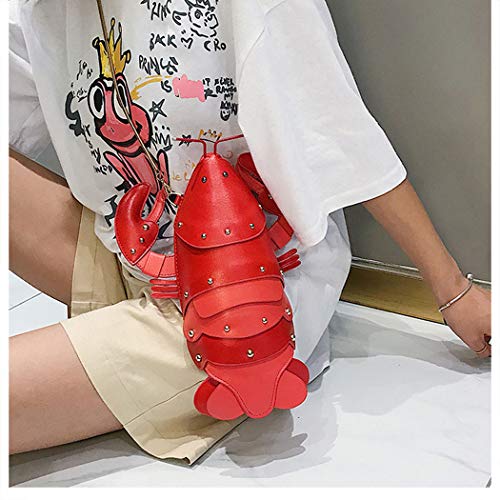 Lobster Shaped Crossbody Bag Purse Women PU Leather Rivets Chic Shoulder Bag Clutch for Girls4