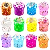 Slime Kit 12 Scatole, Clear Slime, Slime croccante per bambini con aggiunte, Kit fai da te Giocattolo Antistress, Slime per Bambini Festa Regalo di Compleanno per Ragazze Ragazzi, Festa e Natale