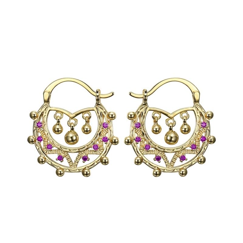 BOBIJOO Jewelry - Boucles d'oreilles Savoyardes 25mm Enfant Adulte Or Rose Saphir