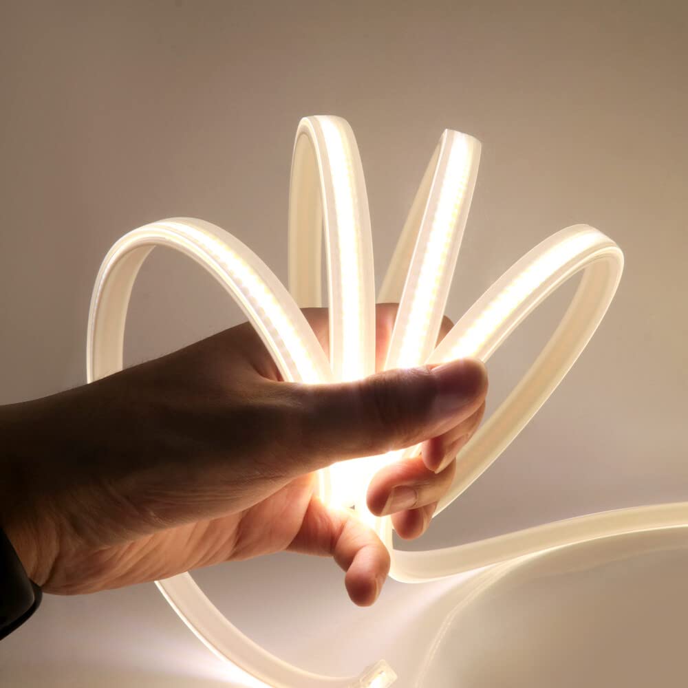 Dimmbar COB LED Streifen 10m,220V 288 LEDs/m FCOB Naturweiß 4000K LED Band CRI>85,Hohe Dichte Flexibler Wasserdichte Superhell COB LED Lichtband mit Dimmer für Schlafzimmer, Schrankbeleuchtung