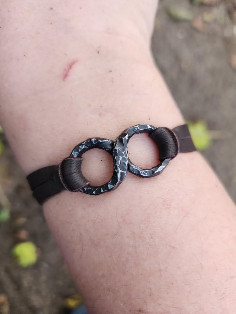 Iron Infinity Bracelet - 6th Anniversary - Custom Engraved Anniversary Jewelry - Adjustable Rustic Metal Bracelet - Christmas Gift