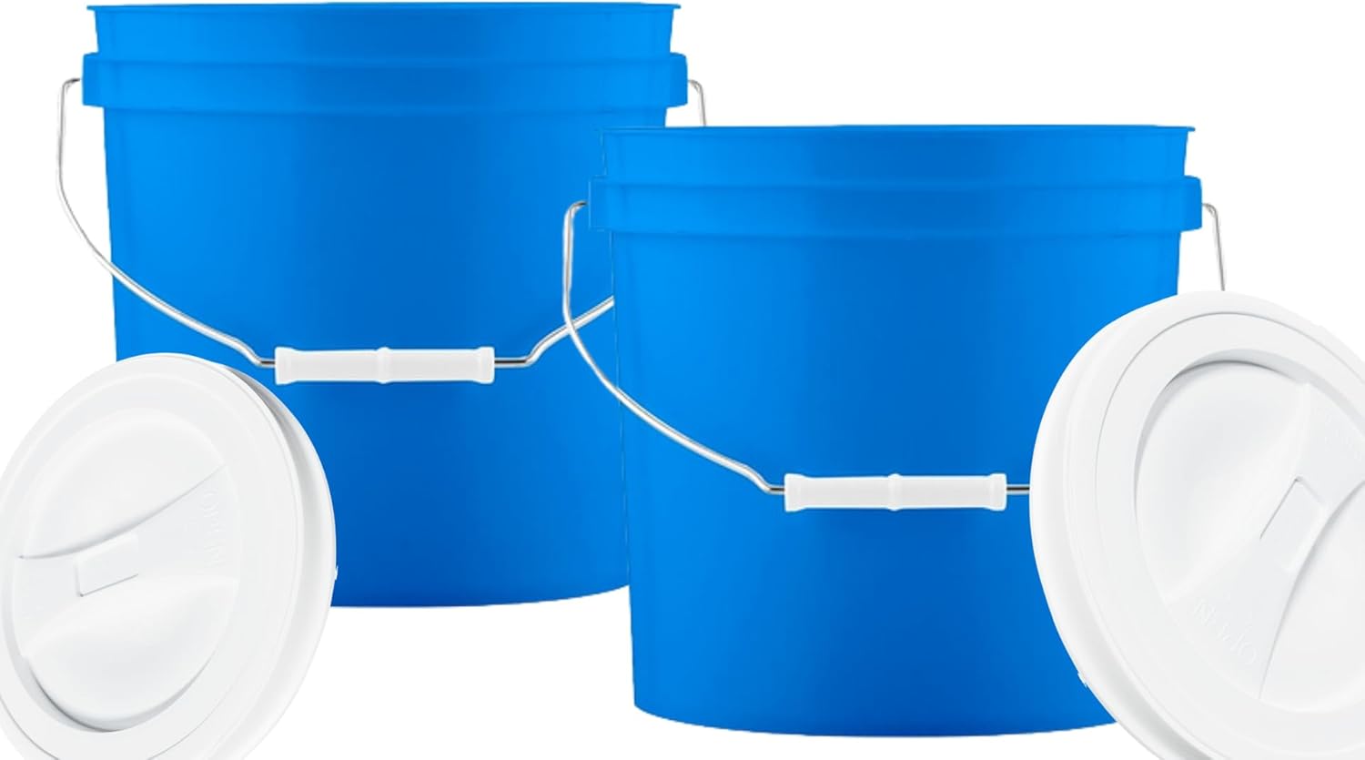 House Naturals 2 Gallon Food Grade BPA Free Made in USA Blue Bucket Container with White Screw on Lid (Pack of 2)