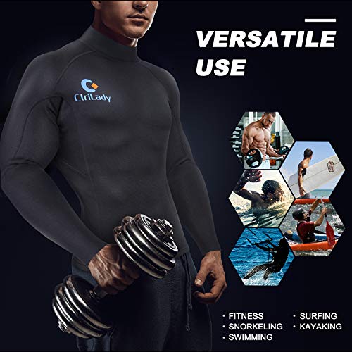 image for CtriLady Wetsuit Top, Men 1.5mm Long Sleeves Neoprene Workout Tank Top