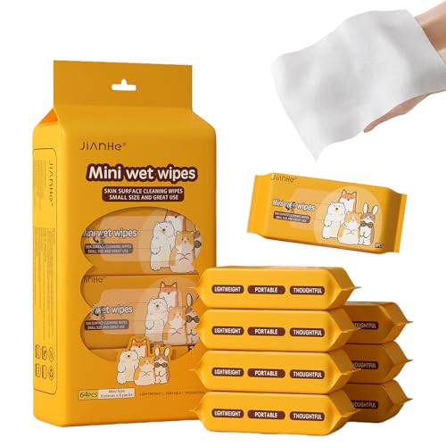 Toallitas Refrescantes,64 Uds (8 Packs) Toallitas Húmedas,Papel Higiénico Húmedo,Toallitas de Limpieza Higiénicas,Papel Higienico Humedo Viaje,99% Agua,Efecto Calmante,Fibras Vegetales